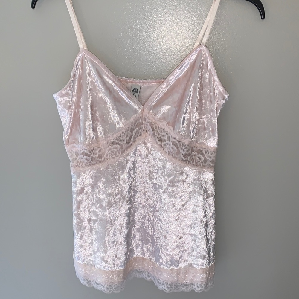 Cute velour and lace tank